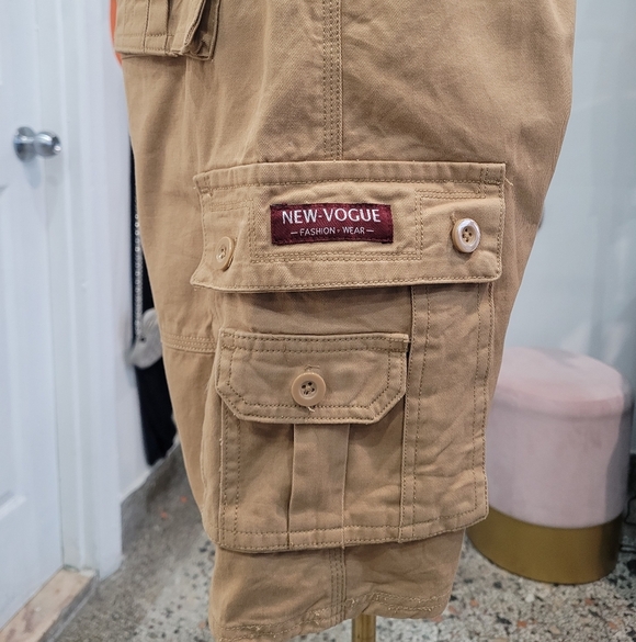 Men's Tan Cargo Shorts - Picture 4 of 5
